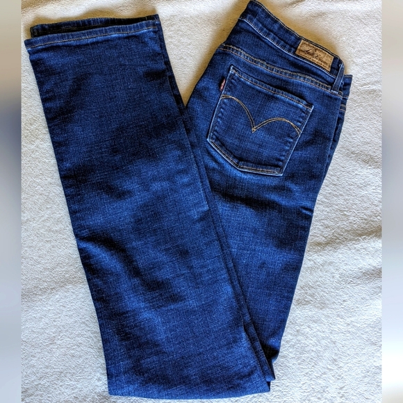 Levi’s Women Size 8 (29) Jeans Mid Rise Straight Slight Curve Stretch Blue - Picture 1 of 12